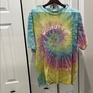Blue and Yellow Spiral Tie-Dye Short Sleeve Tee